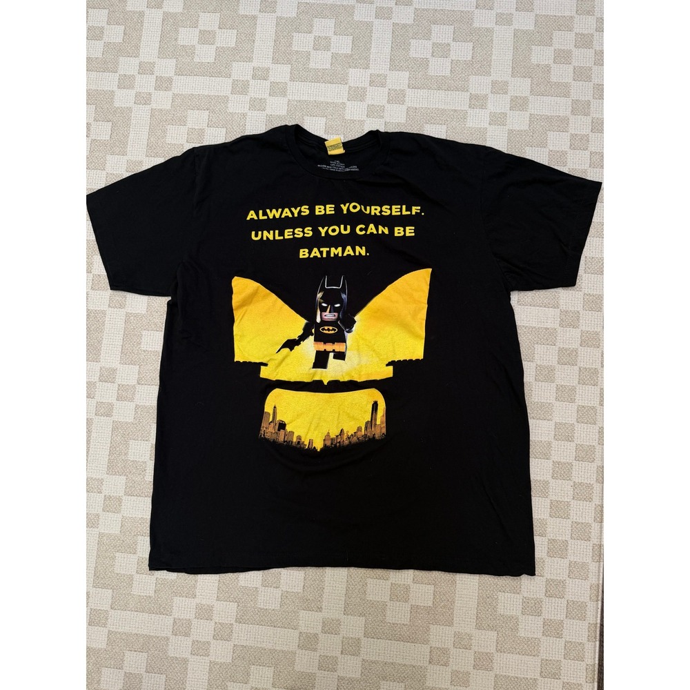 LEGO Batman Movie Shirt Mens 2XL Black Always Be Yourself Graphic Tee DC Comics